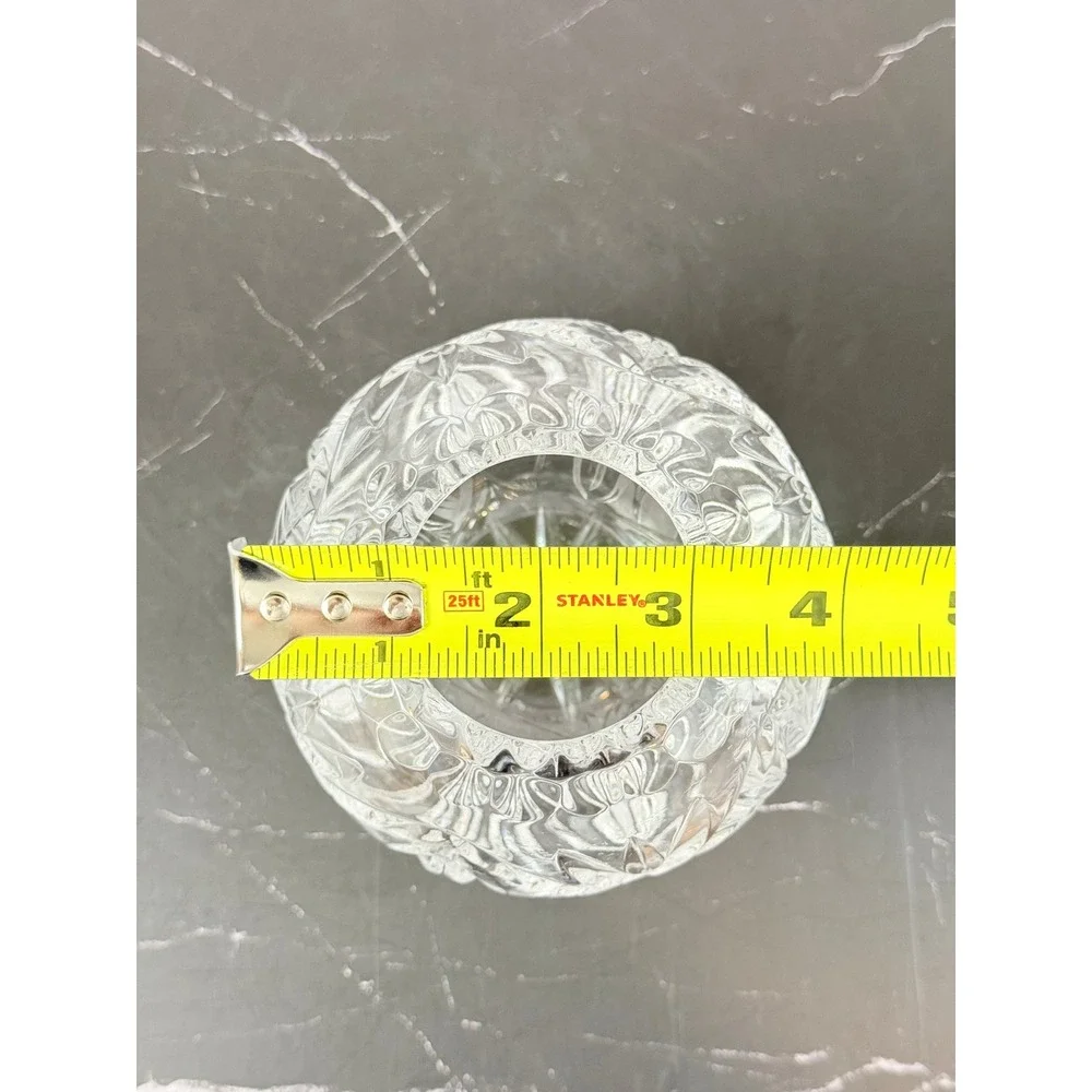 Vintage Bohemian Cut Pinwheel Pattern Cut Crystal Sphere Vase 4